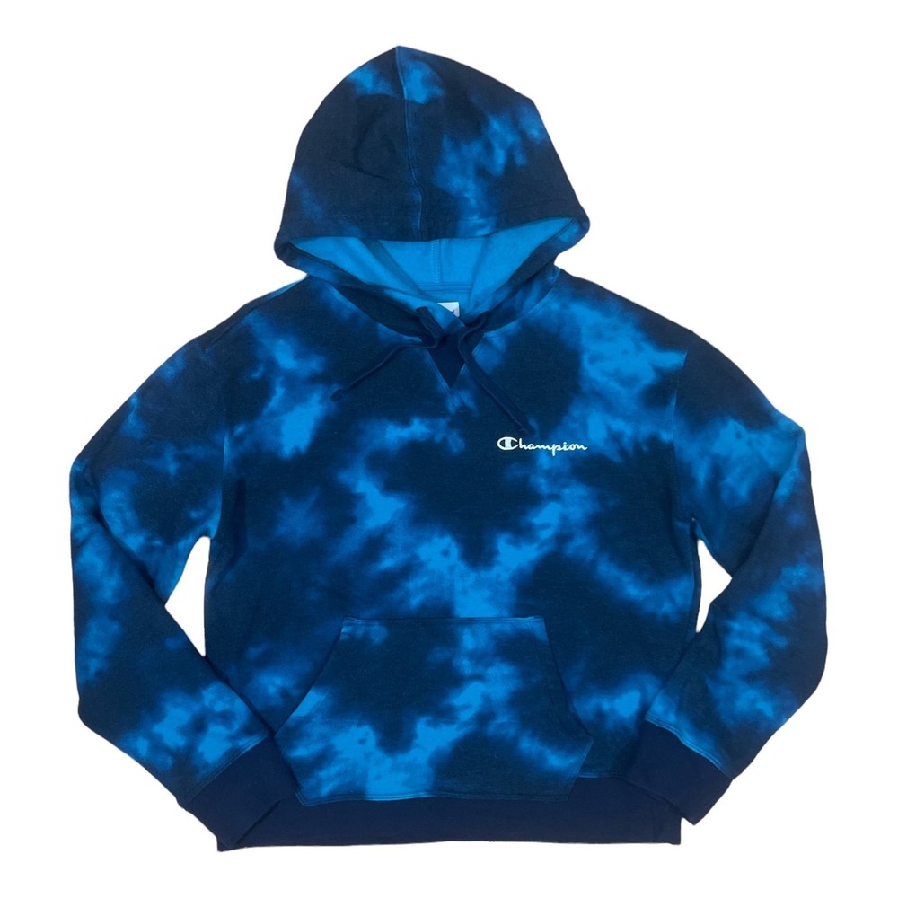CHAMPION Hoodie MEDIUM blue tie-dye